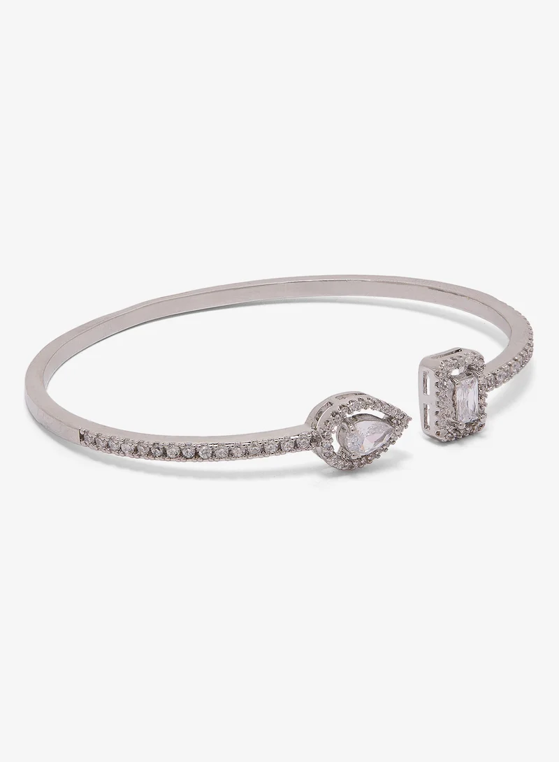 Silver Diamonte Rhinestone Embellished Cuff Bracelet
